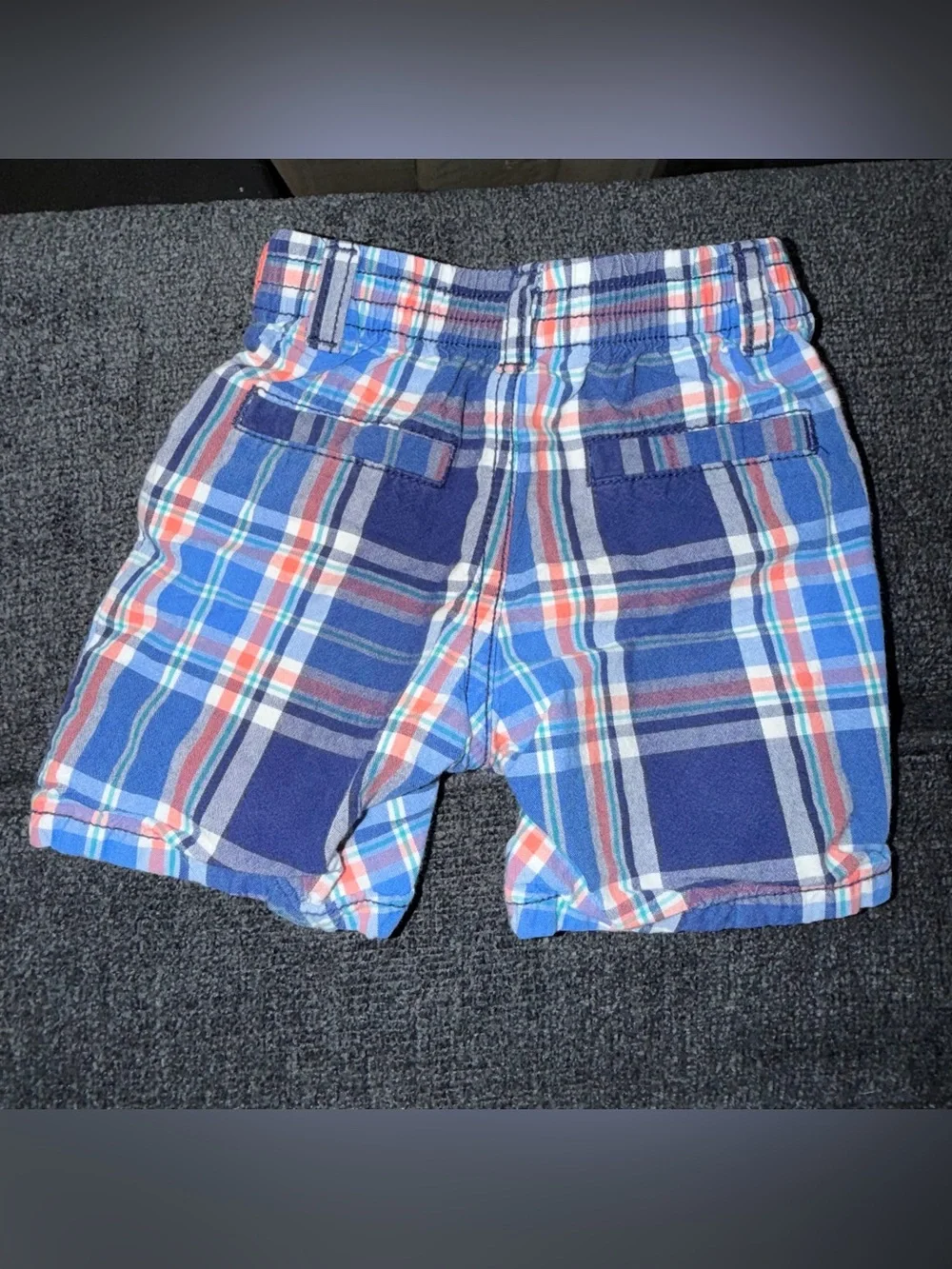 Boy girl toddler 12-18 month Plaid Shorts with Coral Belt - old navy‎